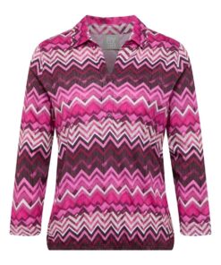 RABE dames poloshirt zigzag fuchsia