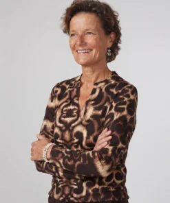 Sensia dames blouson Barbie met fleecezachte stof, elastische zoom en bruine print model1