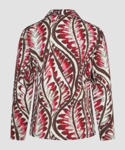 Barbara Lebek dames bouclé vest met knoopsluiting en ronde hals in de kleur berry bordeauxrood rug