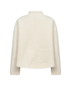 SOYACONCEPT dames teddy vest model Shaima in off white met knoopsluiting en opstaande kraag model2