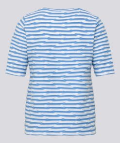Rabe Shirt Lichtblauw Gestreept - T-shirt met Reliëf Structuur - Afbeelding 3
