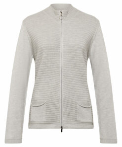 Rabe Damesvest met Deelbare Rits en Ribbelstructuur Zilvergrijs