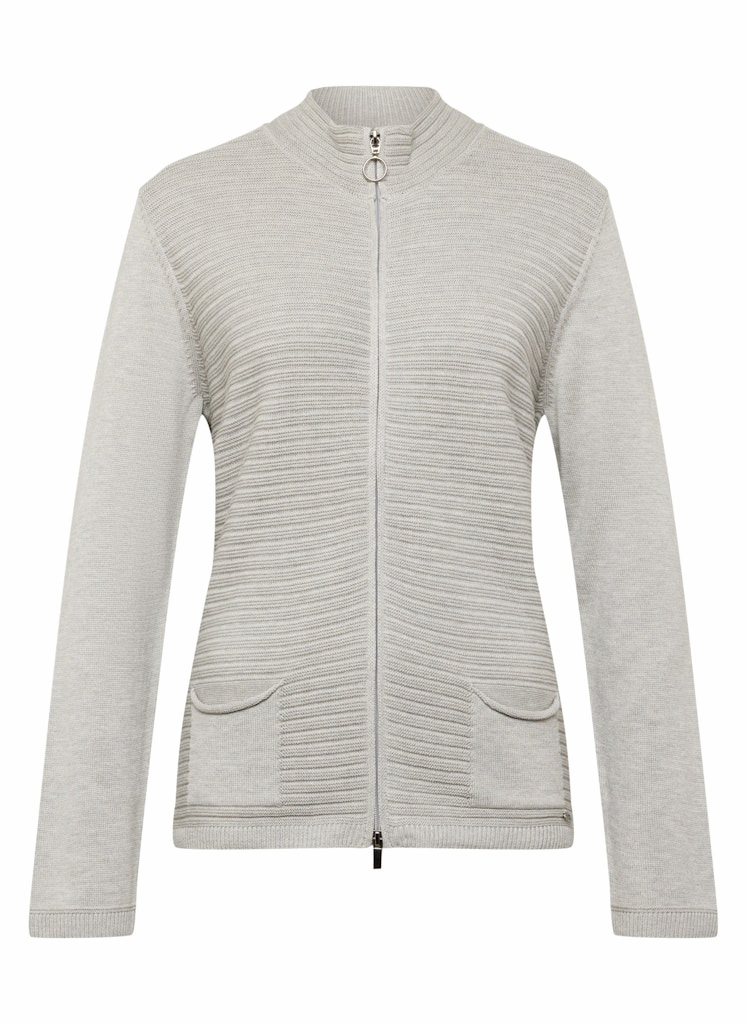 Rabe Damesvest met Deelbare Rits en Ribbelstructuur Zilvergrijs