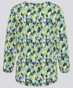 Rabe Damesshirt Driekwart Mouw Groen-Blauwe Print - Afbeelding 2