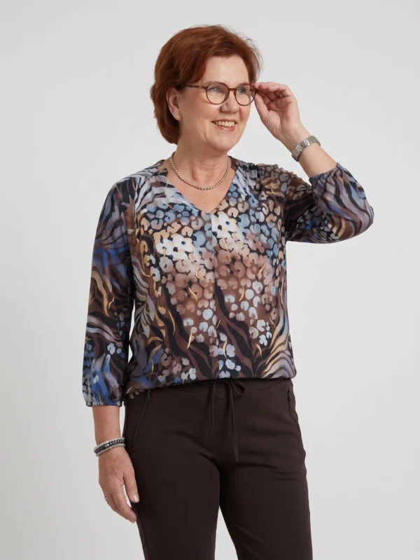 Dreamstar shirt blauw bruin ‘Ploom’ 