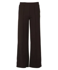Enjoy dames wide leg pantalon met doorgestikte naad en elastische band in het donkerbruin