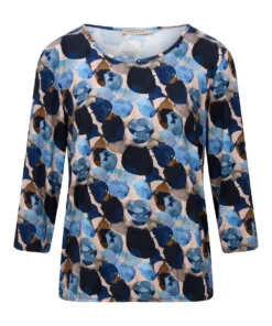 Dreamstar dames blouson Torres met blauw vlekkenmotief, ronde hals en elastische zoom