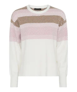 Micha trui roze taupe gestreept - Afbeelding 2