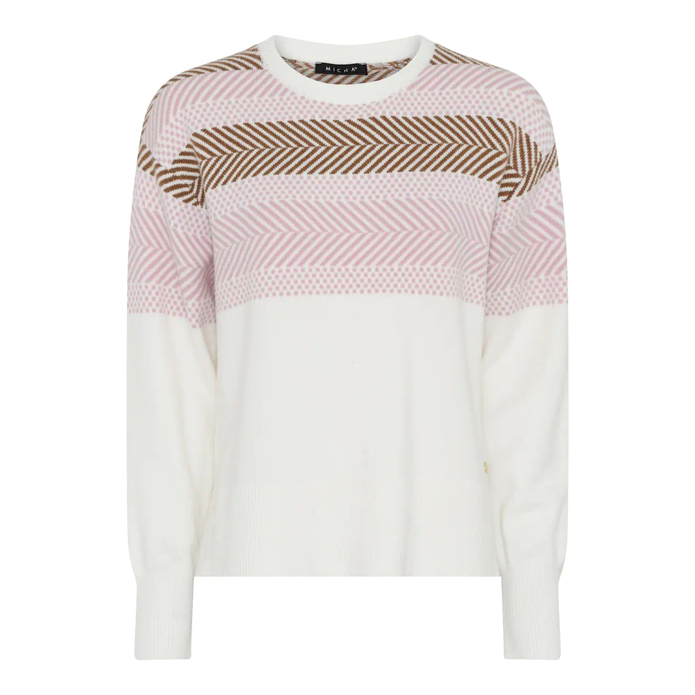 Micha trui roze taupe gestreept - Afbeelding 2