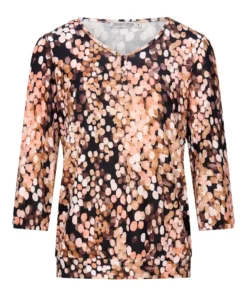 reamstar dames top Susi met blousonmodel, driekwart mouw en elastische zoom in terracotta
