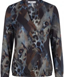 Sensia dames blouson Barbie fluweelzacht met elastische zoom in marine bruin print