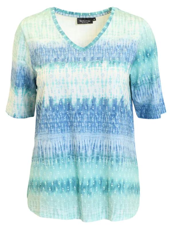 Signature Shirt Gestreepst Mint Blauw