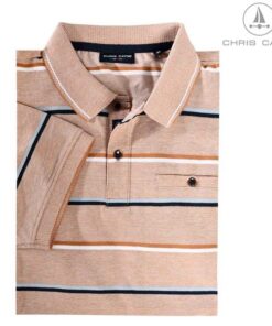 Chris Cayne Poloshirt Heren camel gestreept