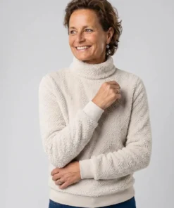 Barbara Lebek Dames Fluffy Trui Turtleneck Offwhite - Afbeelding 2