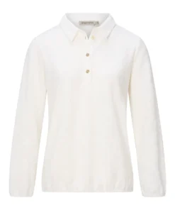 Dreamstar dames poloshirt Clodie met jacquard structuur en klassieke polokraag in ivoor wit
