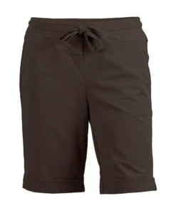 Enjoy dames korte broek bermuda knielengte met taillekoord in donkerbruin