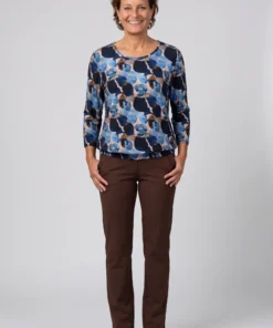 Dreamstar dames blouson Torres met blauw vlekkenmotief, ronde hals en elastische zoom model