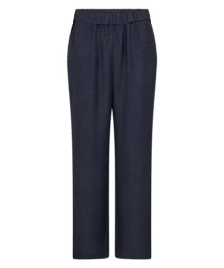 Soyaconcept dames broek SC-Charissa met elastische tailleband en subtiele structuur in donkerblauw