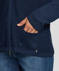 Rabe Damesvest donkerblauw ribbelstructuur - Afbeelding 2