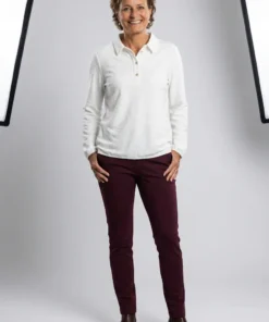 Sensia dames broek Penny in stevige bordeauxrode punta stretchkwaliteit met elastische tailleband model