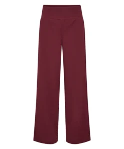 Soyaconcept dames broek SC-Siham met wijde pijpen en hoge elastische tailleband in bordeauxrood