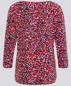 Rabe Damesshirt Driekwart Mouw Rood-Zwart-Paars - Afbeelding 4