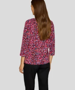 Rabe Damesshirt Driekwart Mouw Rood-Zwart-Paars - Afbeelding 3