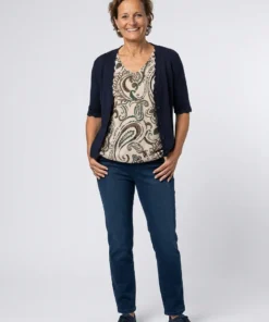 Soyaconcept dames vest SC-Dollie met ribstructuur, geschulpte V-hals en knoopsluiting in donkerblauw model1