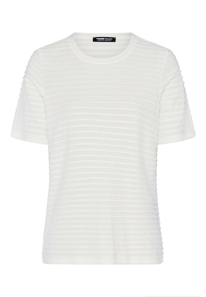 Frank Walder Shirt Uni Ecru - Luxe Top met Rijke Ribbelstructuur