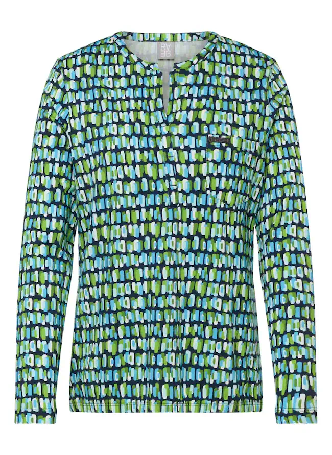 Rabe Damesshirt V-hals Gemêleerd Groen-Blauw - Afbeelding 2