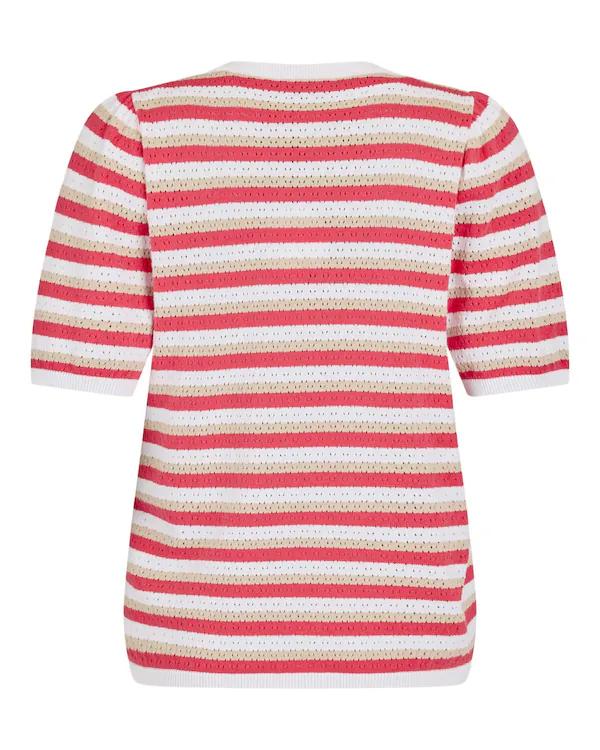 Sunday Truitje Rood/Beige/Wit Gestreept - Fijngebreid Katoenen Top - Afbeelding 2