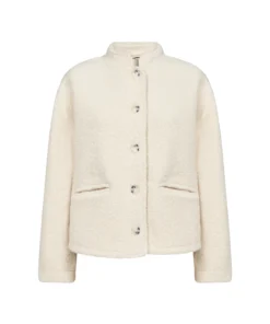 SOYACONCEPT dames teddy vest model Shaima in off white met knoopsluiting en opstaande kraag