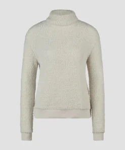 Barbara Lebek Dames Fluffy Trui Turtleneck Offwhite