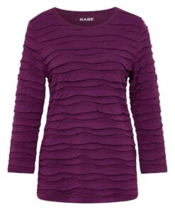 Rabe shirt driekwart mouw ribbel aubergine