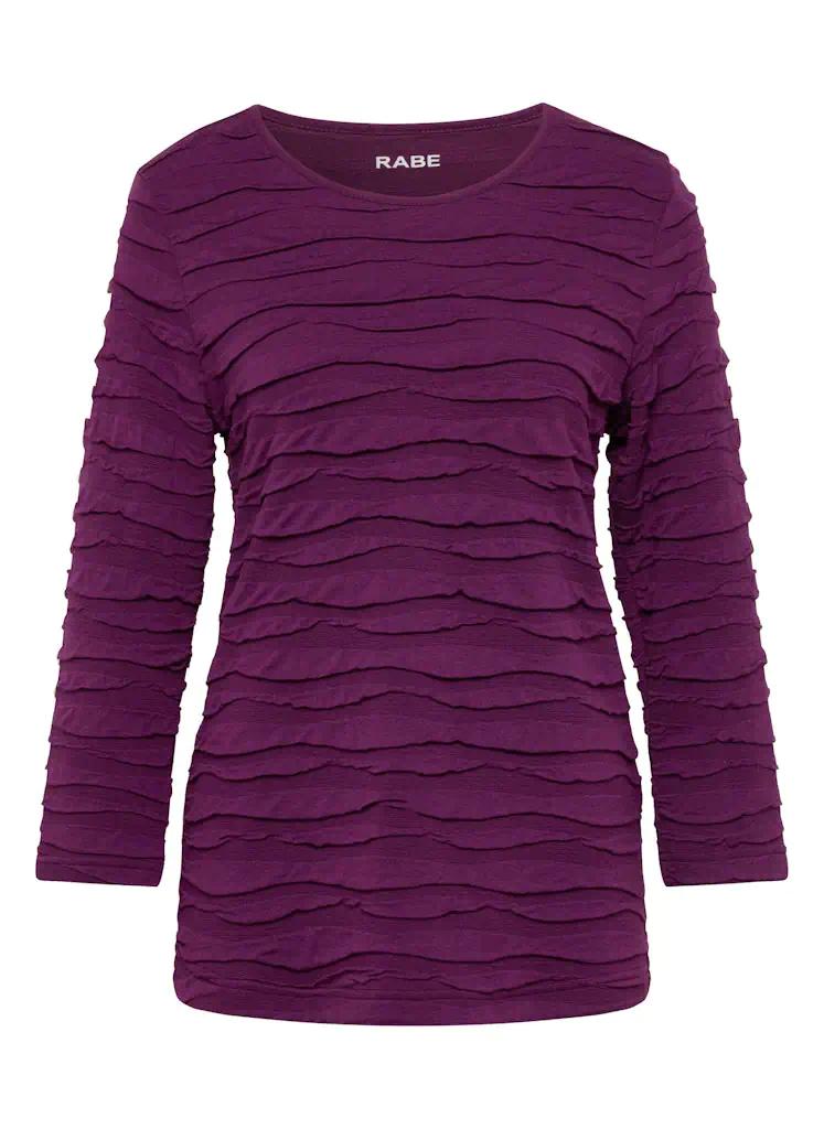Rabe shirt driekwart mouw ribbel aubergine