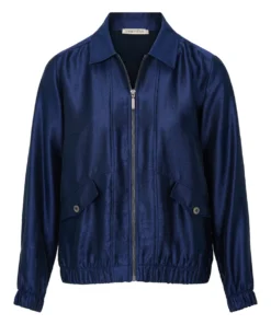 Dreamstar dames jasje Donika in indigo blauw glanzend satijn met ritssluiting
