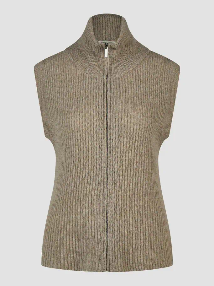Barbara Lebek Dames Bodywarmer Greige - Afbeelding 2
