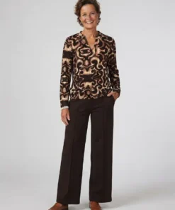 Sensia dames blouson Barbie met fleecezachte stof, elastische zoom en bruine print model
