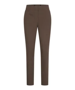 Sensia dames broek Penny in stevige bruine punta stretchkwaliteit met elastische tailleband