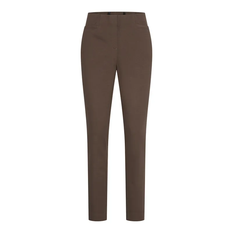 Sensia dames broek Penny in stevige bruine punta stretchkwaliteit met elastische tailleband