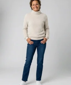 Barbara Lebek Dames Fluffy Trui Turtleneck Offwhite - Afbeelding 3