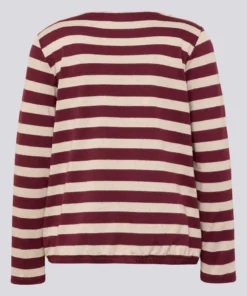 Rabe Dames Blouson Gestreept Merlot met Strass - Afbeelding 3