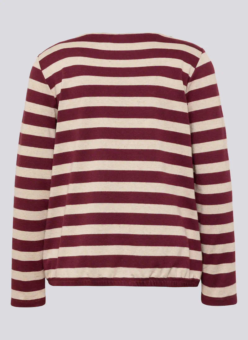 Rabe Dames Blouson Gestreept Merlot met Strass - Afbeelding 3