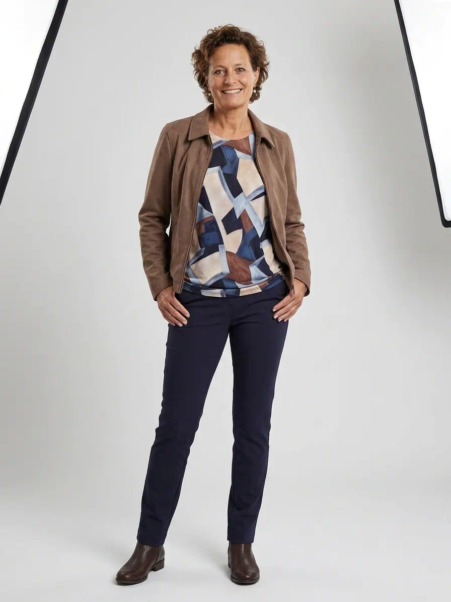 Signature blouson blauw / taupe - Afbeelding 4