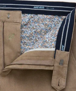 Meyer heren chino broek model Bonn in beige stretchkatoen met flexband_rits