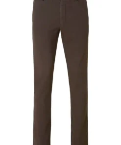 Meyer heren chino model Bonn in donkerbruin met rechte pijpen en flexibele tailleband