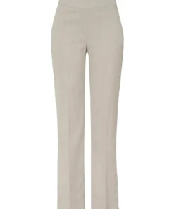 Relaxed by TONI dames instappantalon model Scarlet wide leg in zand beige ribstof met rechte pijpen