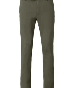 Meyer heren chino stretch broek model Bonn in donkergroen met rechte pijpen en flexibele band