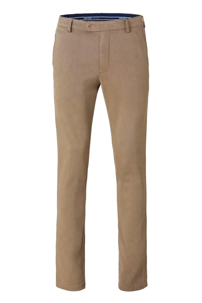 Meyer heren chino broek model Bonn in beige stretchkatoen met flexband