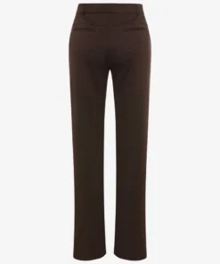 Raphaela by Brax dames broek model Peggy flared in warm bruin met lichte weefstructuur en knoop-ritssluiting_achter